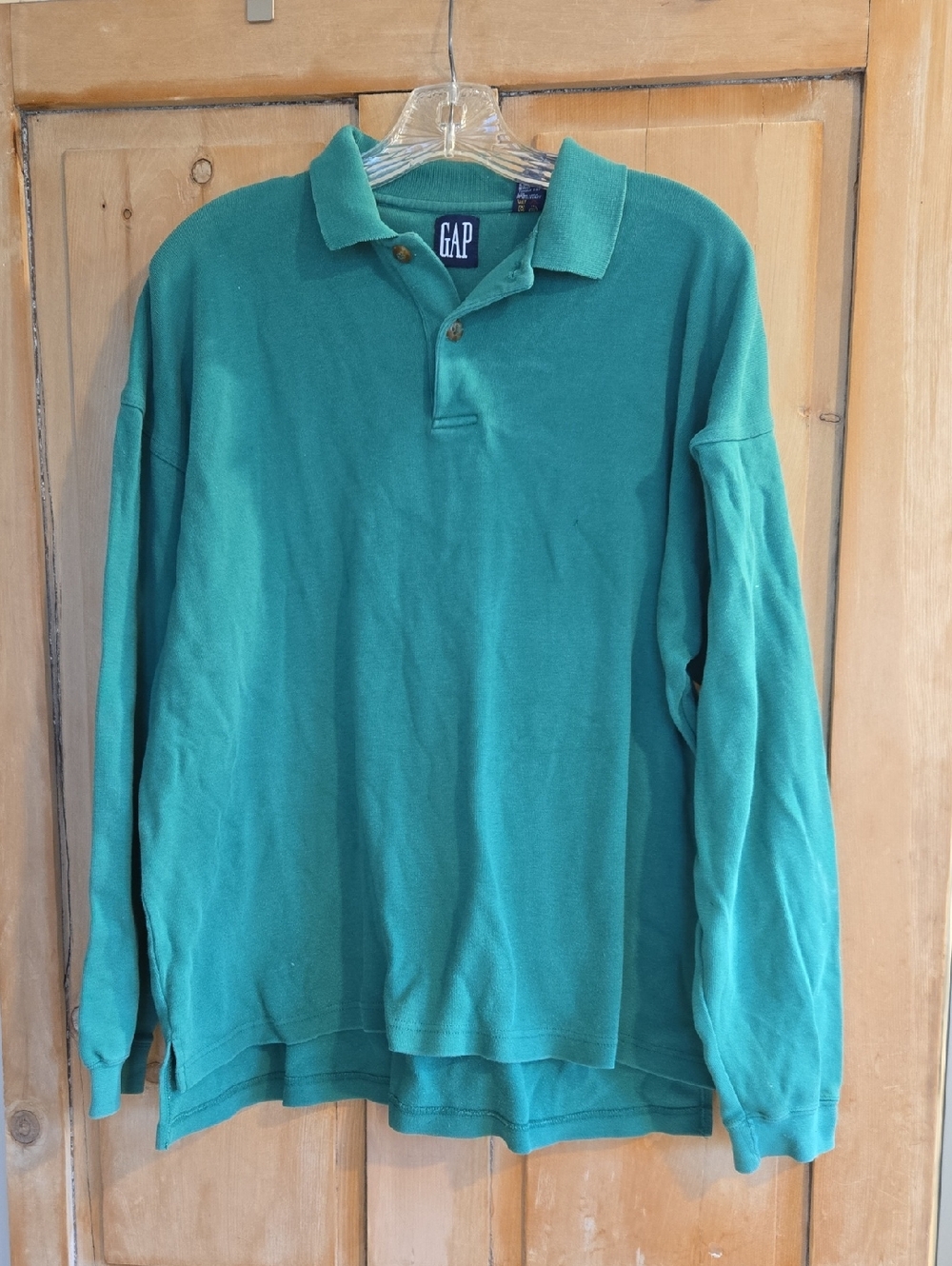 GAP Men's Long-Sleeve Polo in Green